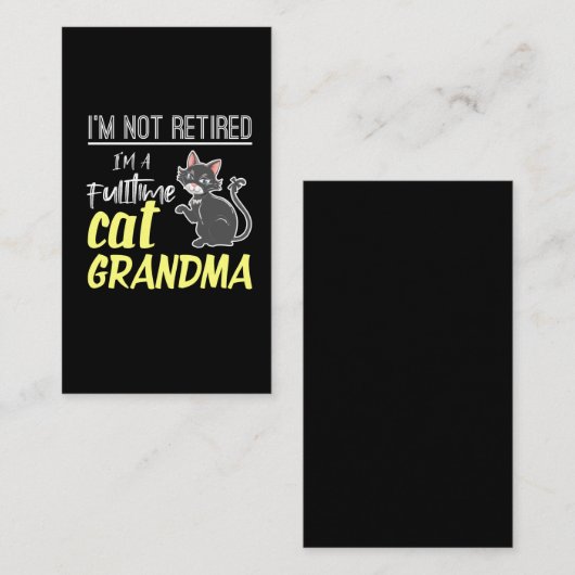 Gepensioneerd Voltijds Cat Grandma Retirement Visitekaartje (Voorkant / Achterkant)