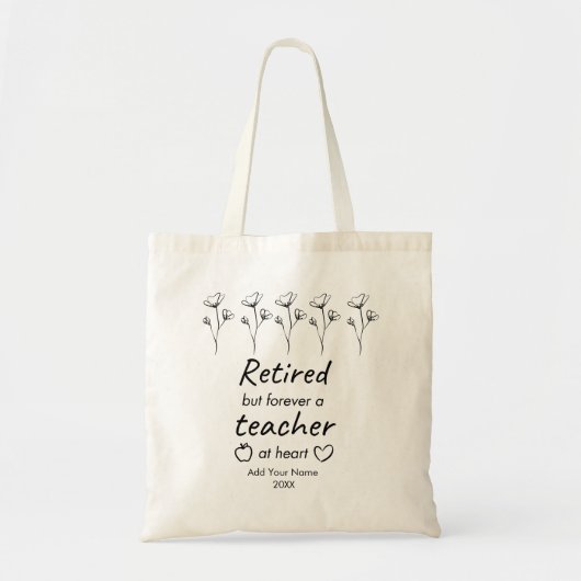 Gepensioneerd voor eeuwig leraar op Heart Minimali Tote Bag (Voorkant)