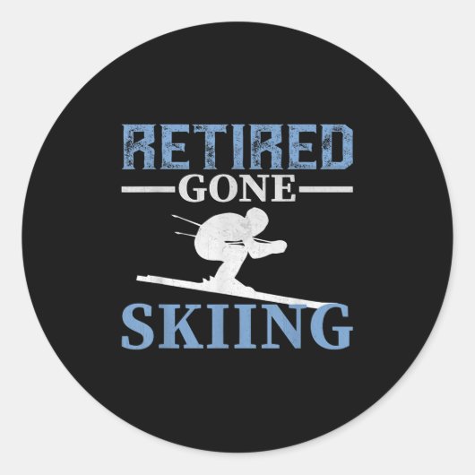 Gepensioneerd weg skiën ronde sticker (Voorkant)