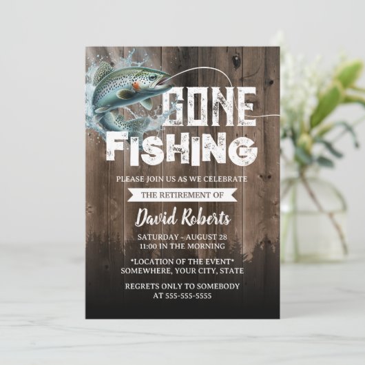 Gepensioneerd weg Vist buiten Man Pensioen Kaart (Staand voorkant)