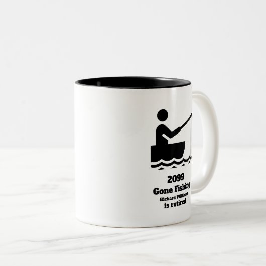 Gepensioneerd weg Vist moderne minimalistische pen Tweekleurige Koffiemok (Voorkant rechts)