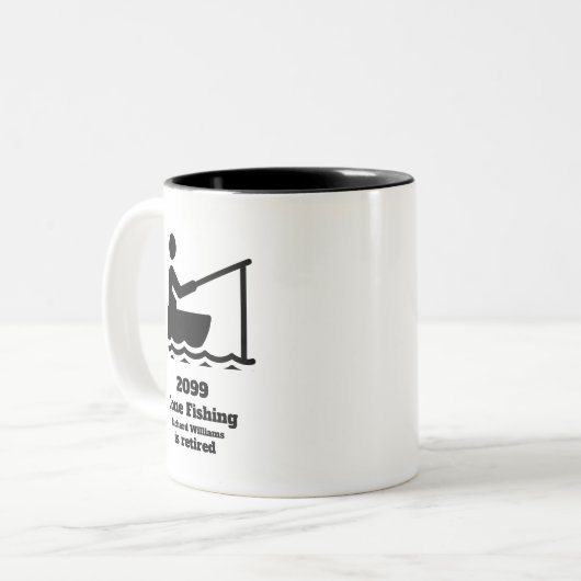 Gepensioneerd weg Vist moderne minimalistische pen Tweekleurige Koffiemok (Voorkant links)