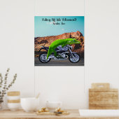 Gepensioneerd Wegrijden Aangepaste Gecko Motorfiet Poster (Keuken)