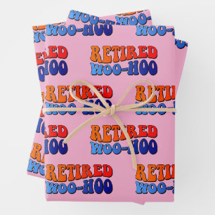 Gepensioneerd Woo Hoo  Groovy Text Pink Inpakpapier Vel