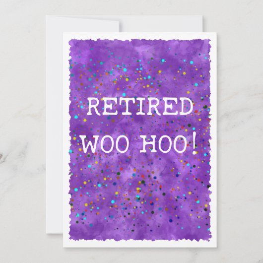 Gepensioneerd Woo Hoo Paarse Waterverf Confetti Pa Kaart (Voorkant)