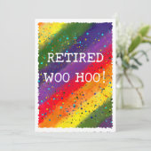 Gepensioneerd Woo Hoo Rainbow Waterverf Confetti P Kaart (Staand voorkant)