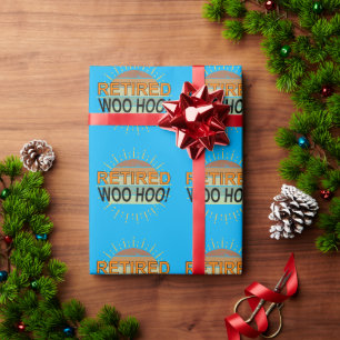 Gepensioneerd Woo Hoo Vintage Sunburst Sunset Blau Cadeaupapier