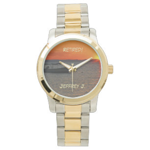 Gepensioneerd! Wrist Watch Vissen Boat Gold-Silver Horloge