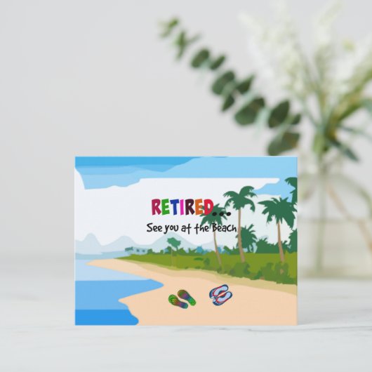 Gepensioneerd.. zie je bij het strand briefkaart (Staand voorkant)