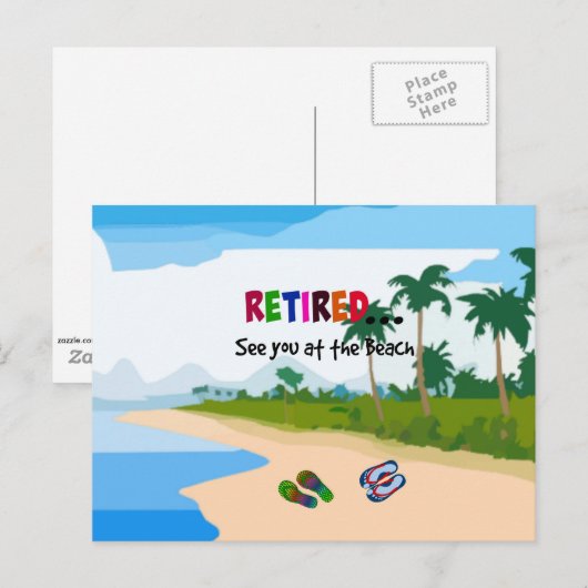 Gepensioneerd.. zie je bij het strand briefkaart (Voorkant / Achterkant)
