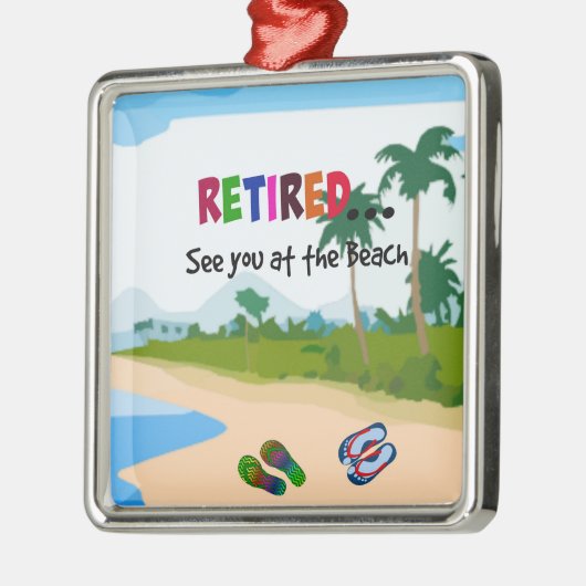 Gepensioneerd.. zie je bij het strand metalen ornament (Links)
