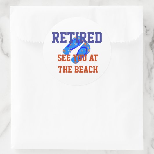 Gepensioneerd - Zie je bij het strand Ronde Sticker (Tas)