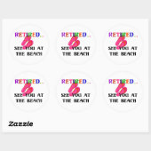 Gepensioneerd - Zie je bij het strand, roze Teensl Ronde Sticker (Vel)