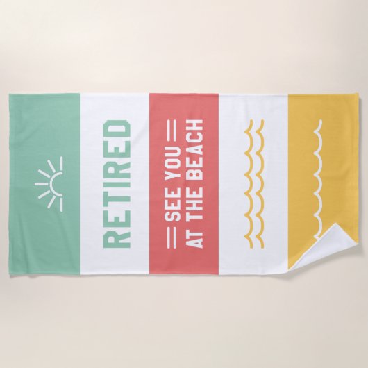 Gepensioneerd zie je bij het strand strandlaken (Voorkant)