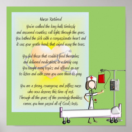 Gepensioneerd zuster Art Poster en gedicht (Voorkant)
