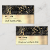 Gepensioneerd, zwart en goud marmer, geborsteld go visitekaartje (Voorkant / Achterkant)