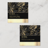 Gepensioneerd, zwart en goud marmer op zwart / gou vierkante visitekaartje (Voorkant / Achterkant)
