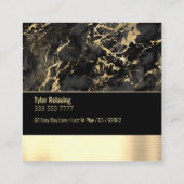 Gepensioneerd, zwart en goud marmer op zwart / gou vierkante visitekaartje (Achterkant)