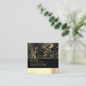 Gepensioneerd, zwart en goud marmer op zwart / gou vierkante visitekaartje (Staand voorkant)