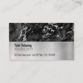 Gepensioneerd, Zwart & Zilver Marmer, Geborsteld Z Visitekaartje (Achterkant)