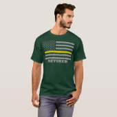 Gepensioneerde 911 Dispatcher Thin Gold Line Flag T-shirt (Voorkant volledig)