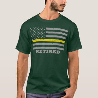 Gepensioneerde 911 Dispatcher Thin Gold Line Flag T-shirt