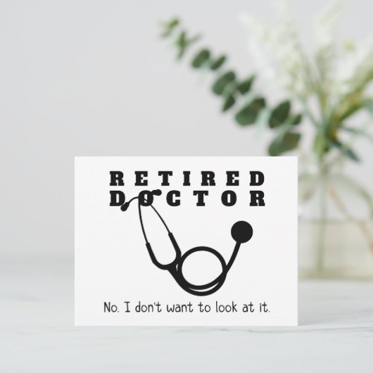 Gepensioneerde arts Stethoscoop Sassy Grappig Pens Briefkaart (Staand voorkant)