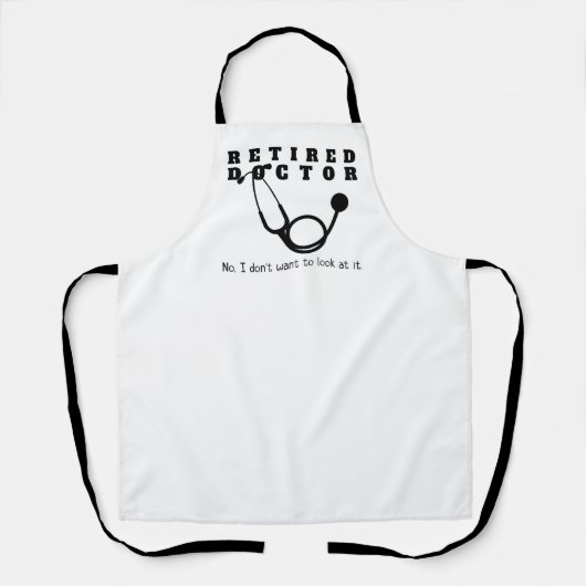 Gepensioneerde arts Stethoscoop Sassy Grappig Pens Schort (Voorkant)