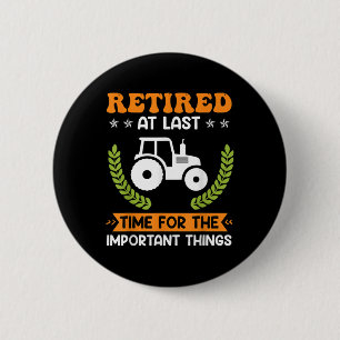 Gepensioneerde boer Boerderij gepensioneerde trekk Ronde Button 5,7 Cm