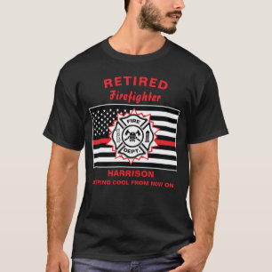 Gepensioneerde brandweer Thin Red Line Funny Gezeg T-shirt