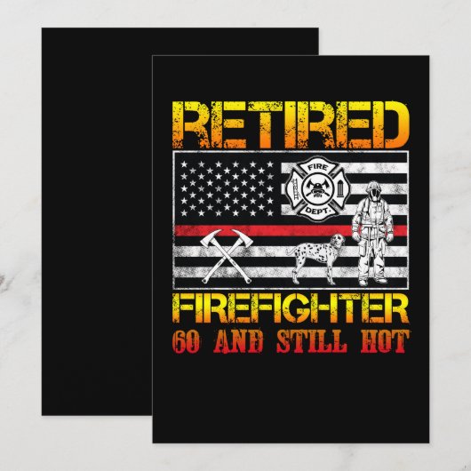 Gepensioneerde brandweerman 60e verjaardag dunne r kaart (Voorkant / Achterkant)