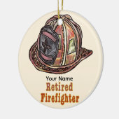 Gepensioneerde brandweerman keramisch ornament (Links)