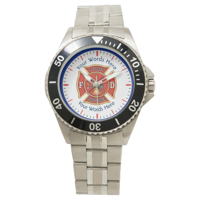 Gepensioneerde brandweerman Maltese kruis Horloge (Voorkant)