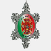 Gepensioneerde brandweerman Maltese kruis Tin Sneeuwvlok Ornament (Links)