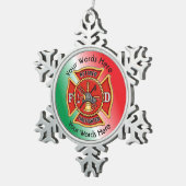 Gepensioneerde brandweerman Maltese kruis Tin Sneeuwvlok Ornament (Rechts)