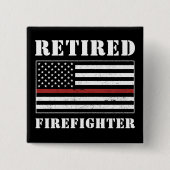 Gepensioneerde brandweerman met dunne rode lijn vierkante button 5,1 cm (Voorkant)