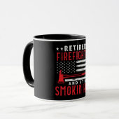 Gepensioneerde brandweerman pensioen dunne rode li mok (Voorkant links)