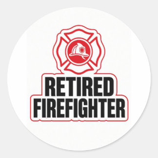 Gepensioneerde brandweerman ronde sticker