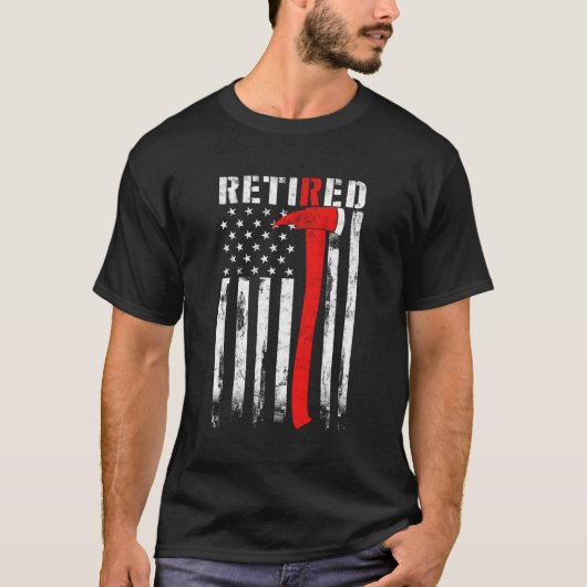 Gepensioneerde brandweerman Thin Red Line Ax Ameri T-shirt (Voorkant)