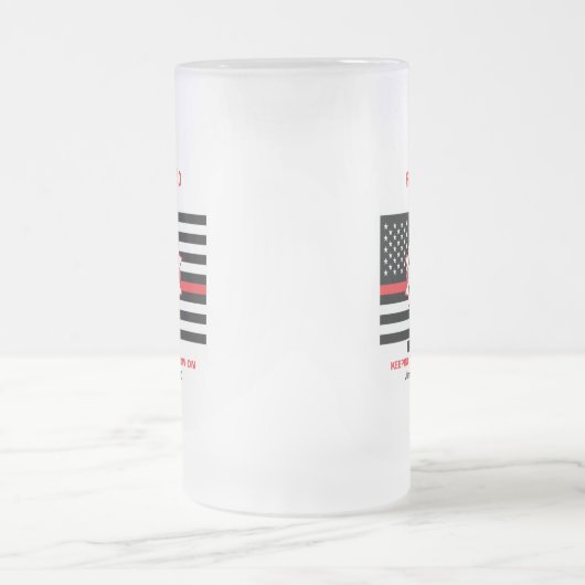 Gepensioneerde brandweerman Thin Red Line Funny Ge Matglas Bierpul (Center)