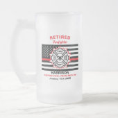 Gepensioneerde brandweerman Thin Red Line Funny Ge Matglas Bierpul (Links)