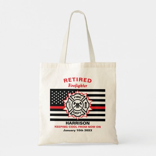 Gepensioneerde brandweerman Thin Red Line Funny Ge Tote Bag (Achterkant)