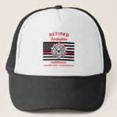 Gepensioneerde brandweerman Thin Red Line Funny Ge Trucker Pet (Voorkant)