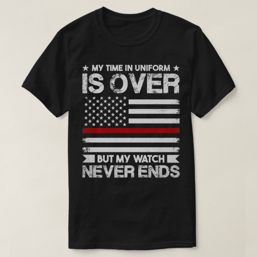 Gepensioneerde brandweerman Thin Red Line Pensioen T-shirt (Design voorkant)