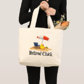 Gepensioneerde Chick bij het strand Grote Tote Bag (Voorkant (product))