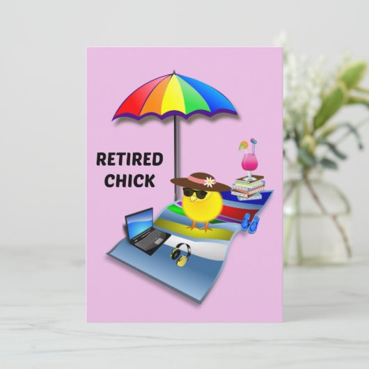 Gepensioneerde Chick bij het strand Kaart (Staand voorkant)
