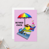 Gepensioneerde Chick bij het strand Kaart (Voorkant / Achterkant in situ)