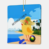 Gepensioneerde Chick bij het strand Keramisch Ornament (Links)