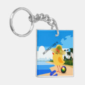 Gepensioneerde Chick bij het strand Sleutelhanger (Voorkant Links)