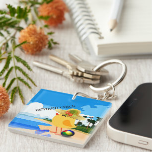 Gepensioneerde Chick bij het strand Sleutelhanger